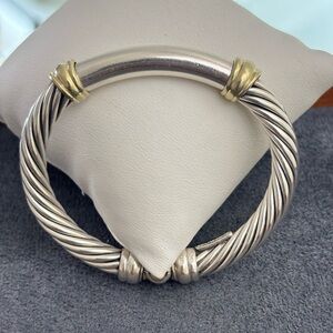 David Yurman 925 & 14k Gold 7mm Metro Cable Bracelet-Small